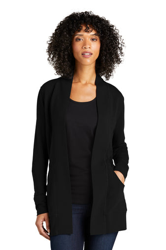 Ladies LK825 Microterry Cardigan w/ Lindner Dental logo