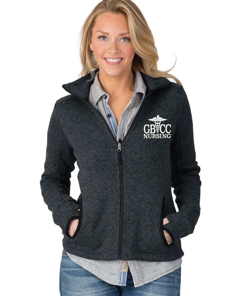 Women's Heathered Sweater Fleece w/ choice of GBCC Nursing Logo
