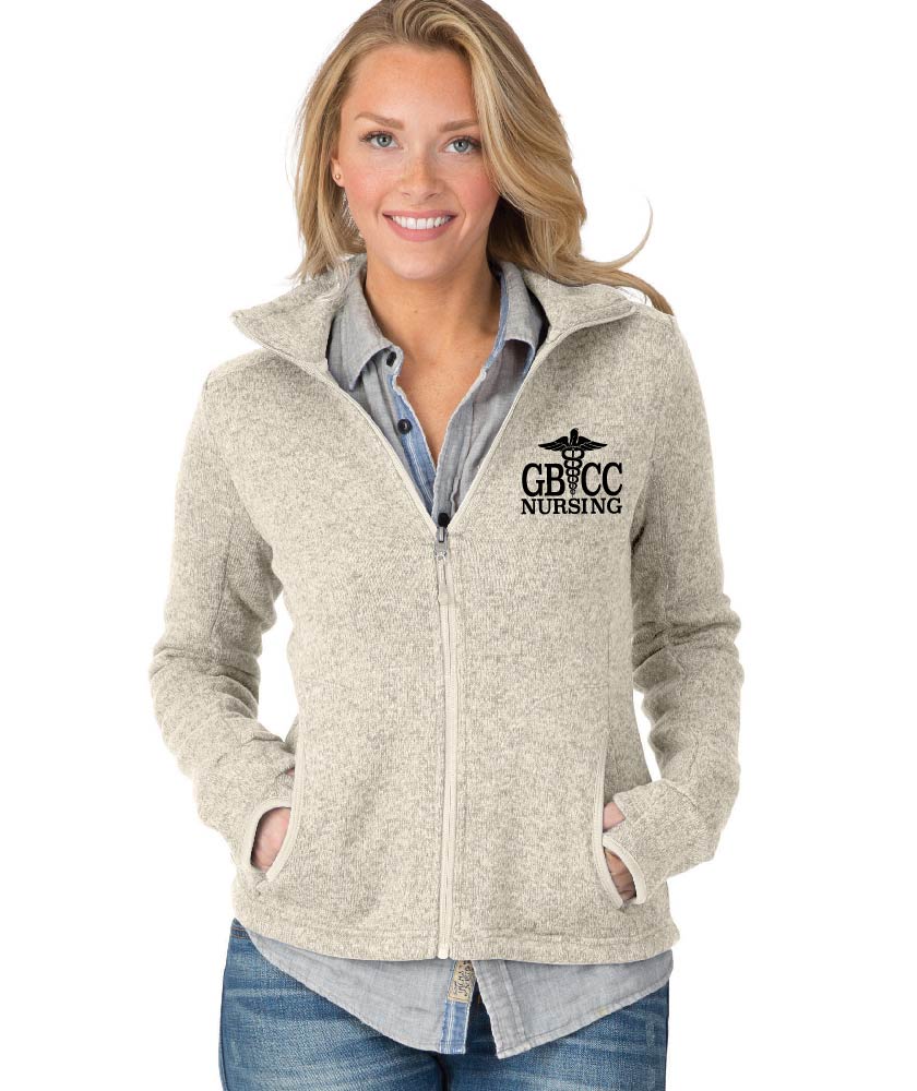 Women's Heathered Sweater Fleece w/ choice of GBCC Nursing Logo