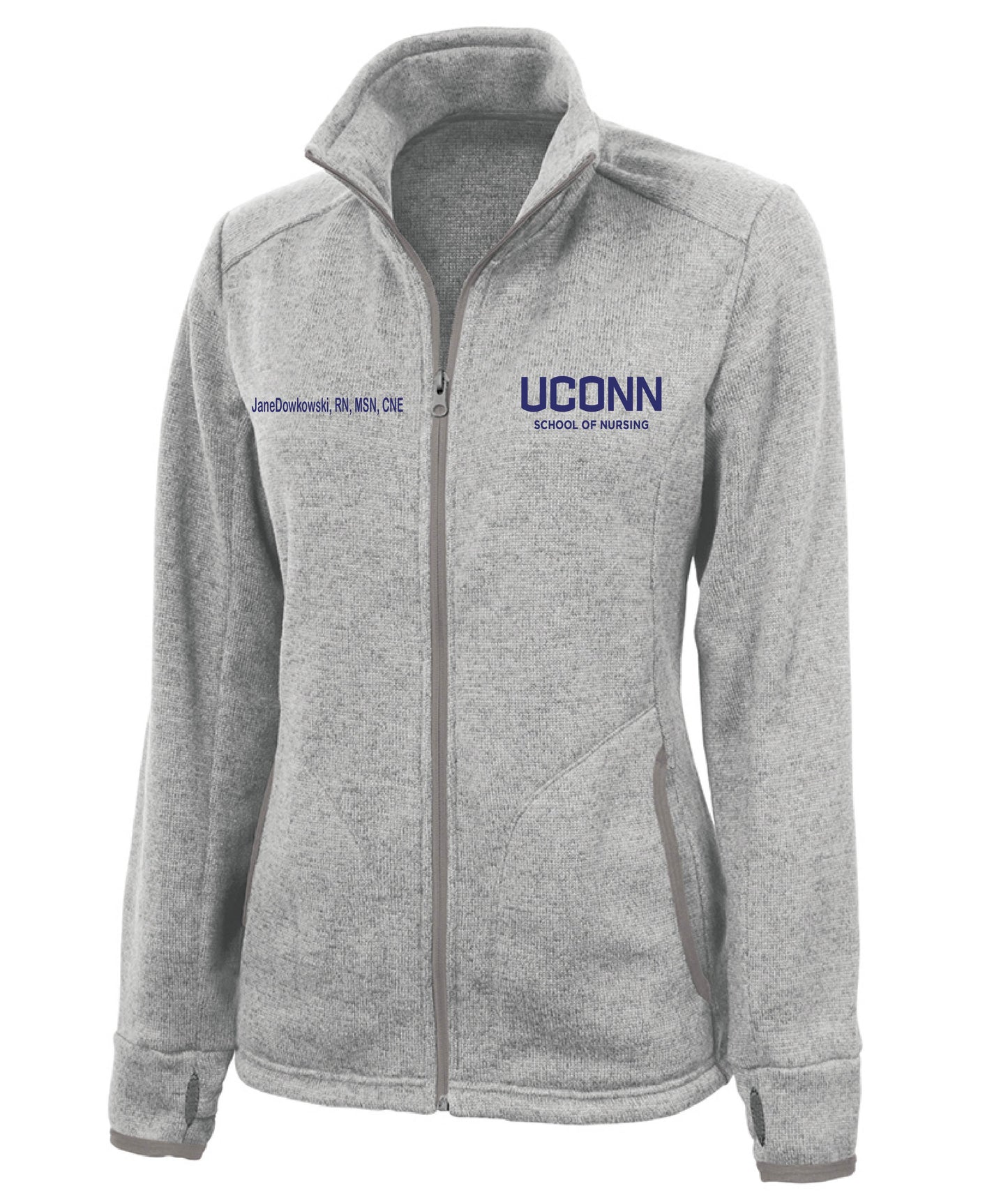 WOMEN'S HEATHERED FLEECE JACKET W/ UCONN logo