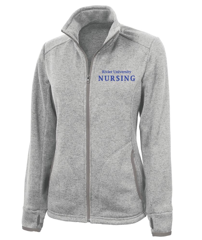 WOMEN'S HEATHERED FLEECE JACKET w/ Rivier Nursing logo