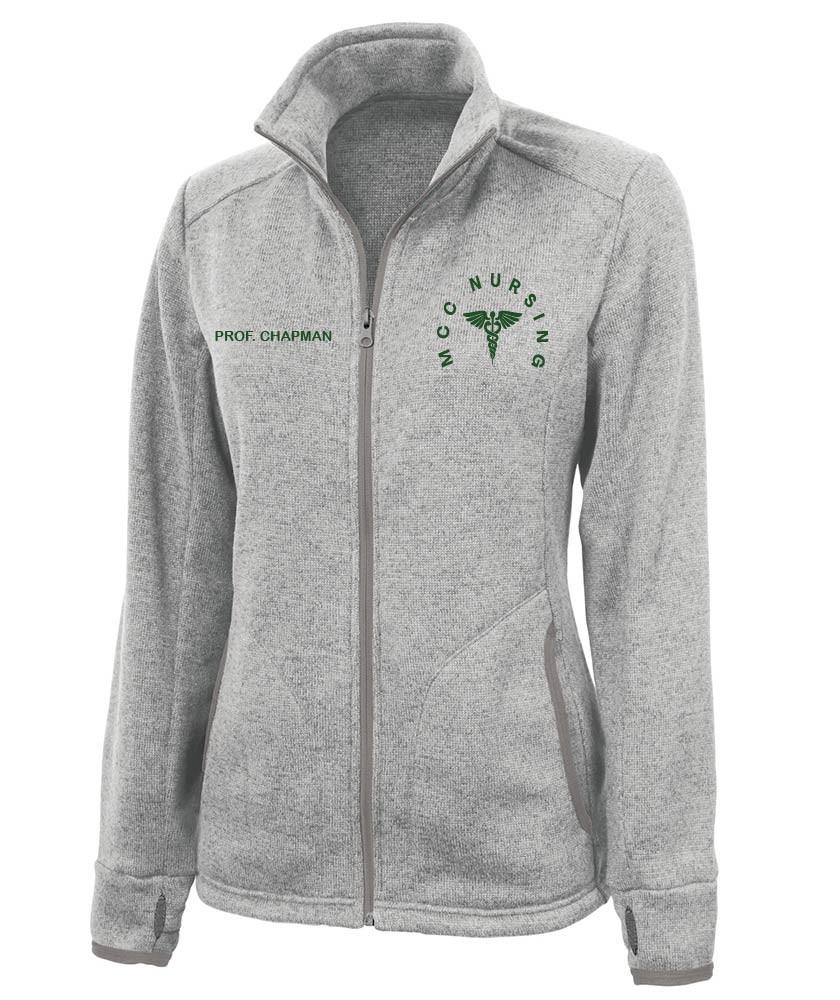 WOMEN'S HEATHERED FLEECE JACKET W/ MCC Nursing logo