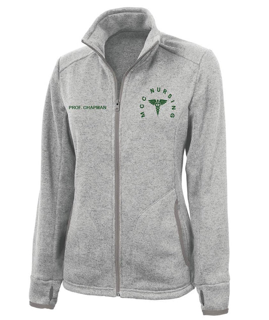 WOMEN'S HEATHERED FLEECE JACKET W/ MCC Nursing Faculty logo