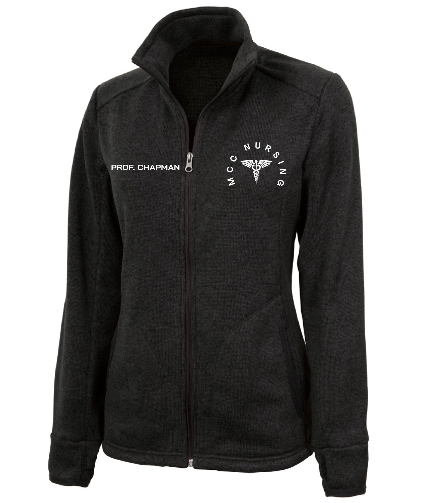 WOMEN'S HEATHERED FLEECE JACKET W/ MCC Nursing logo
