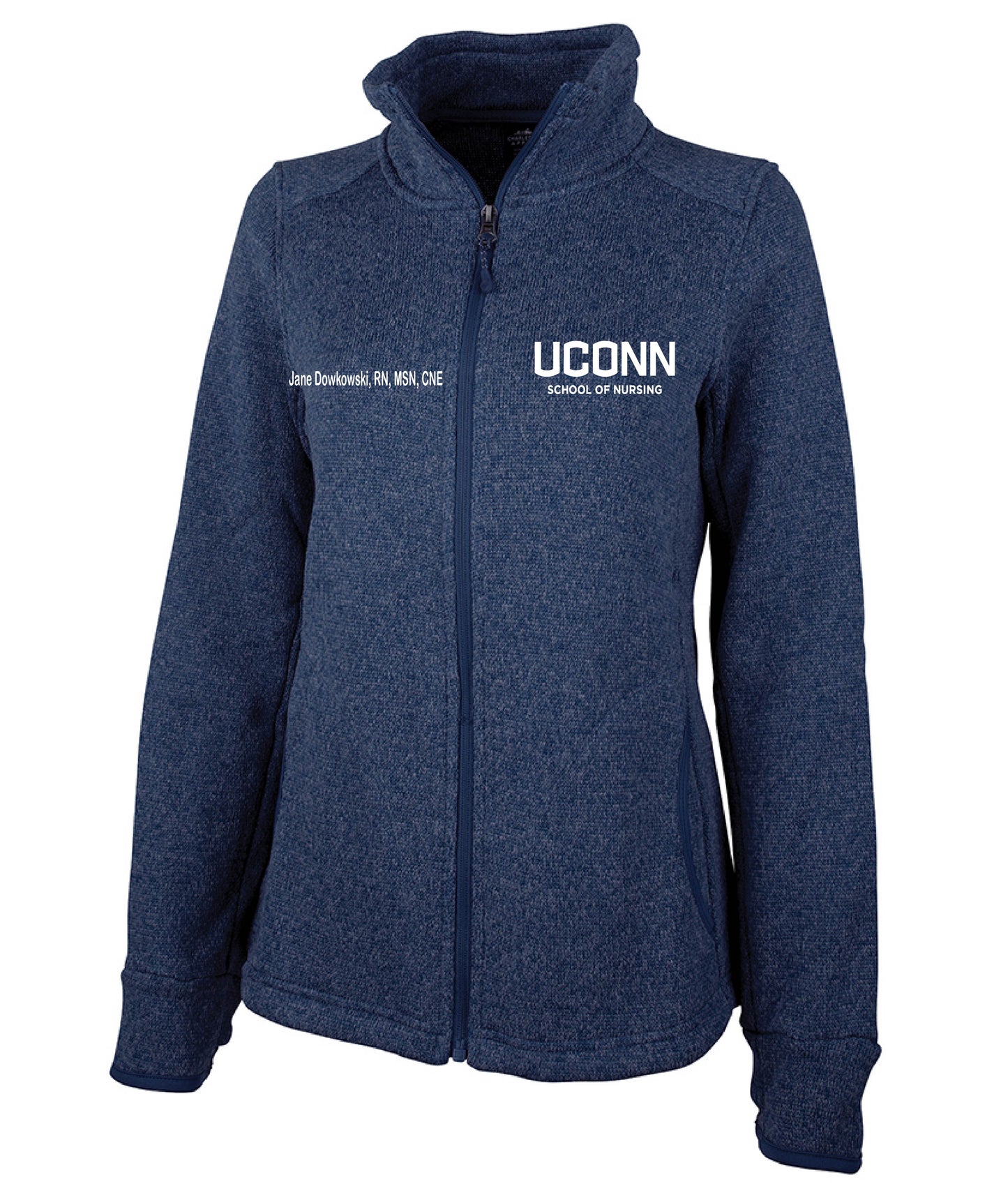 WOMEN'S HEATHERED FLEECE JACKET W/ UCONN logo