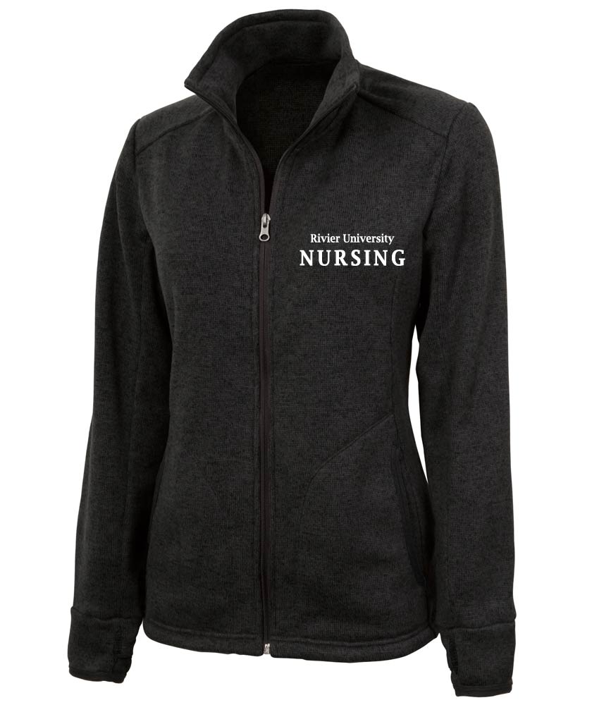 WOMEN'S HEATHERED FLEECE JACKET w/ Rivier Nursing logo