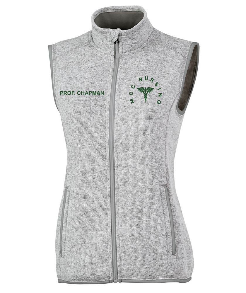 WOMEN'S HEATHERED FLEECE VEST W/ MCC Nursing Logo