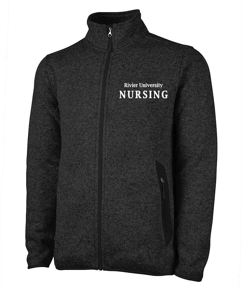 MEN'S HEATHERED FLEECE JACKET w/ Rivier Nursing logo