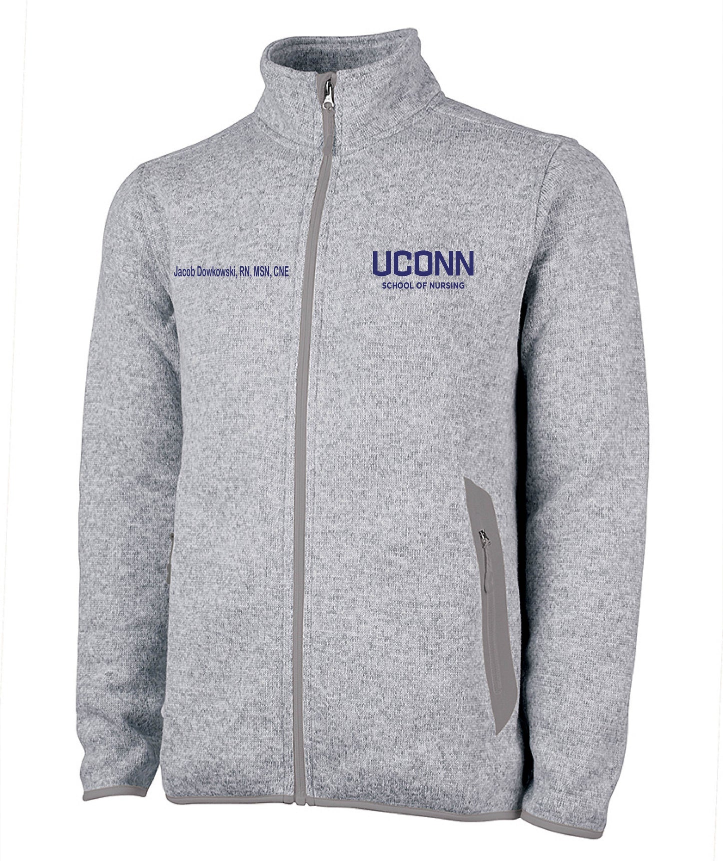 MEN'S HEATHERED FLEECE JACKET W/ UCONN logo