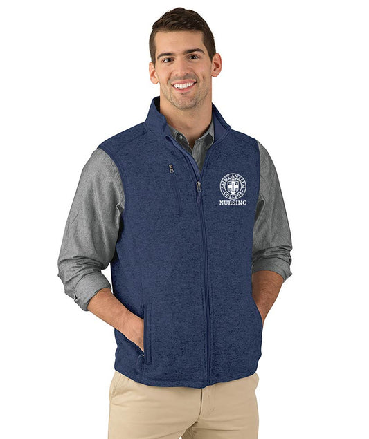 Men's Heathered Sweater Fleece Vest w/ choice of Saint Anselm logo