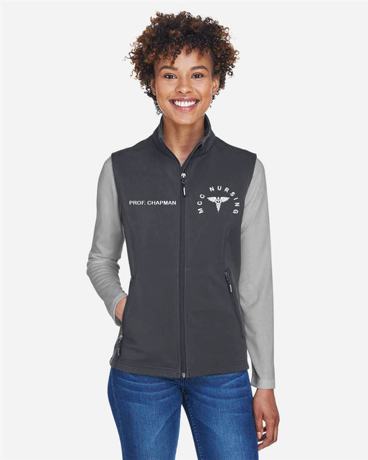 CORE365 Ladies' Cruise Two-Layer Fleece Bonded Soft Shell Vest w/ MCC Nursing Faculty logo