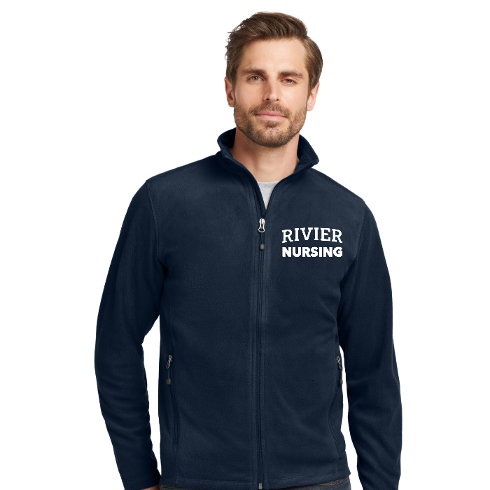 Eddie Bauer® Men's Full-Zip Microfleece Jacket w/ Rivier Nursing Logo