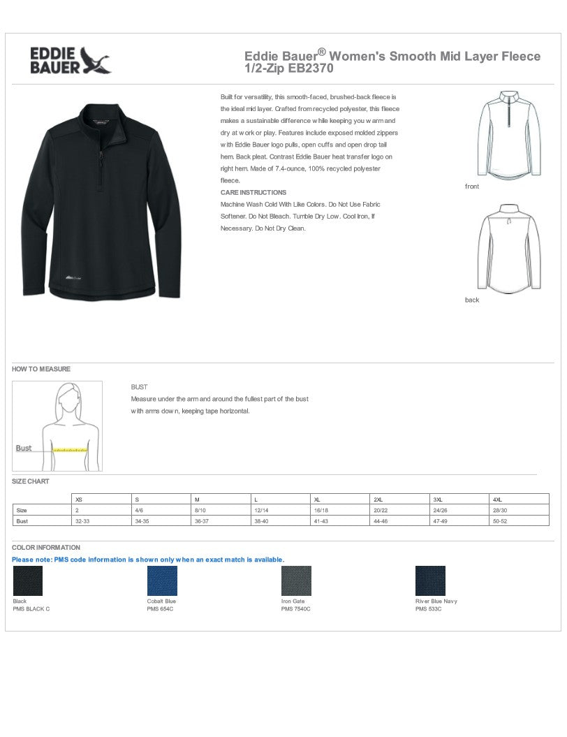 Eddie Bauer Women's Smooth Mid Layer Fleece 1/2 Zip w/ Saint Anselm Nursing
