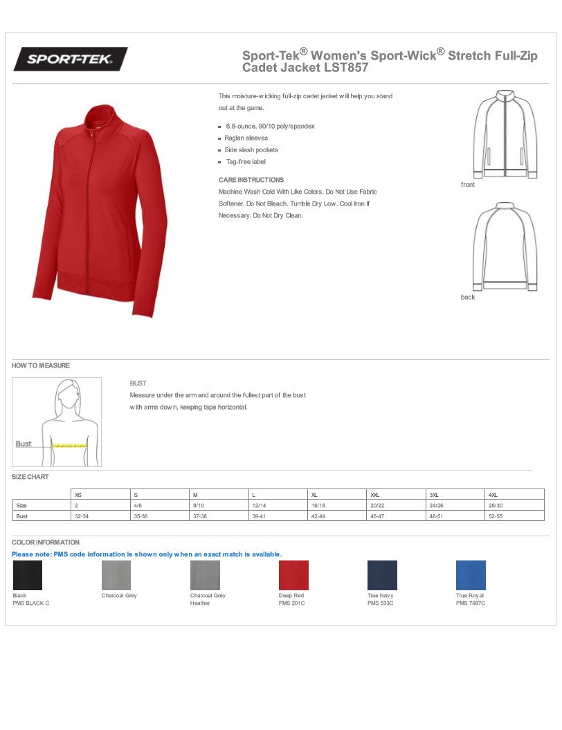 Women's Sportwick Full Zip Jacket w/ choice of GBCC logo