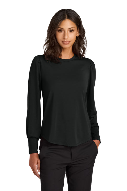 Mercer+Mettle® MM1019 Women’s Stretch Jersey Long Sleeve Blouson Top w/ Lindner Dental logo