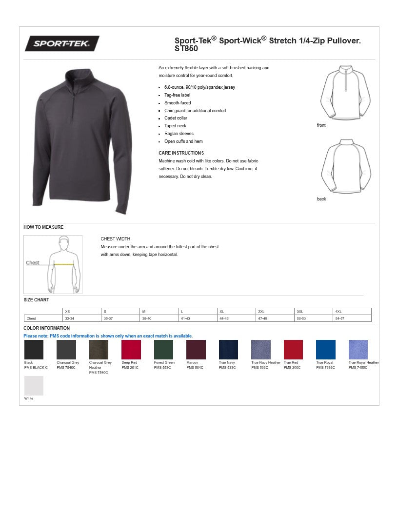 Sport-Tek® Men's Sport-Wick® Stretch 1/4-Zip Pullover w/ choice of GBCC Logo