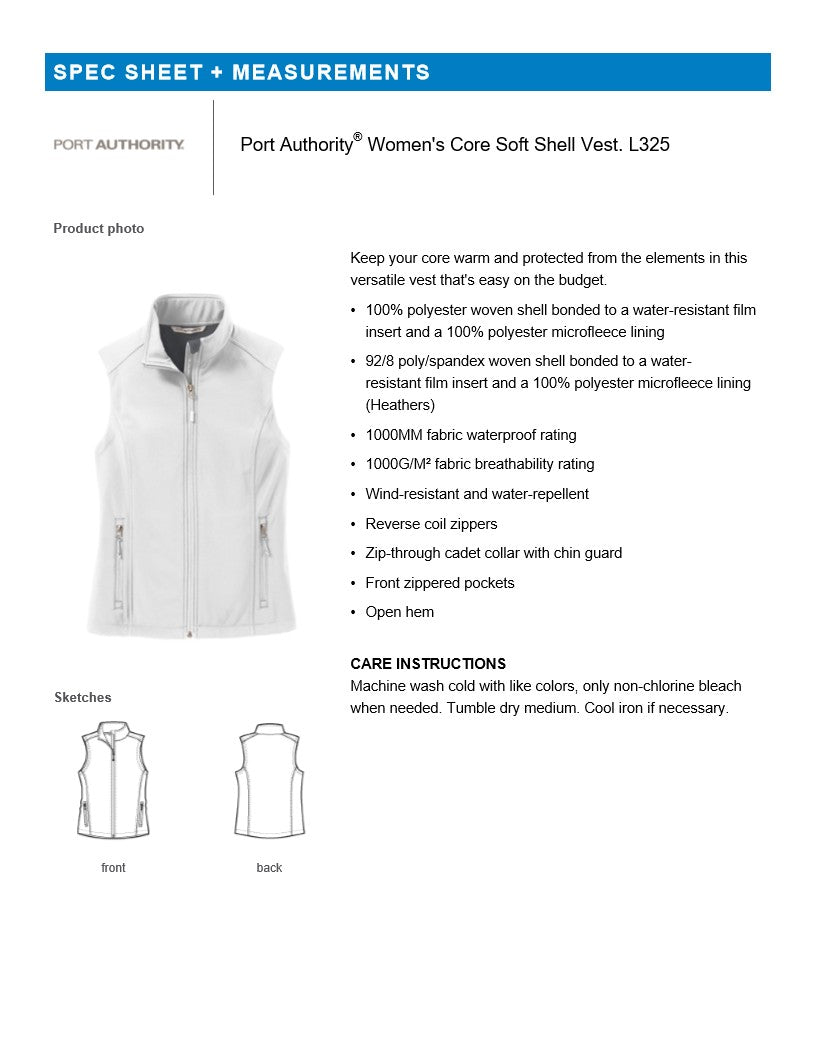 Port Authority® Ladies Core Soft Shell Vest w/ Rivier Nursing