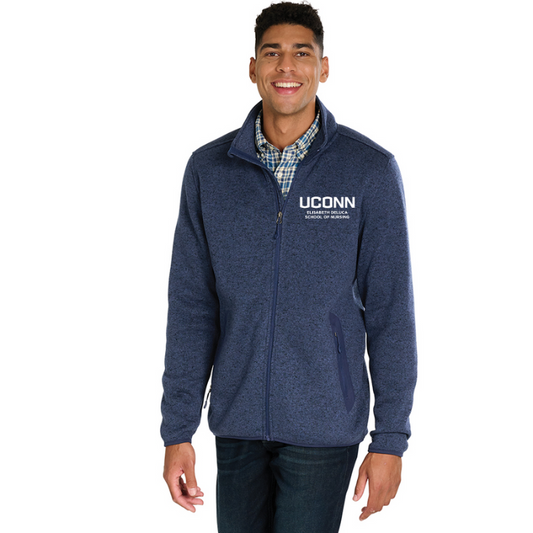 MEN'S HEATHERED FACULTY FLEECE JACKET W/ UCONN E. DELUCA SON logo