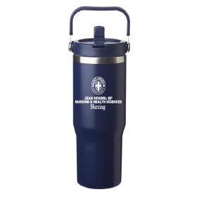 Travel Mug with Carry Handle w/ Saint Anselm Jean School Logo