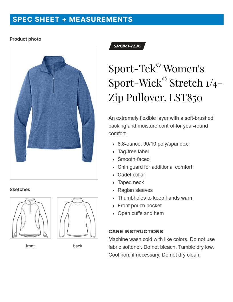 Sport-Tek® Ladies Sport-Wick® Stretch 1/4-Zip Pullover w/ Rivier Nursing logo