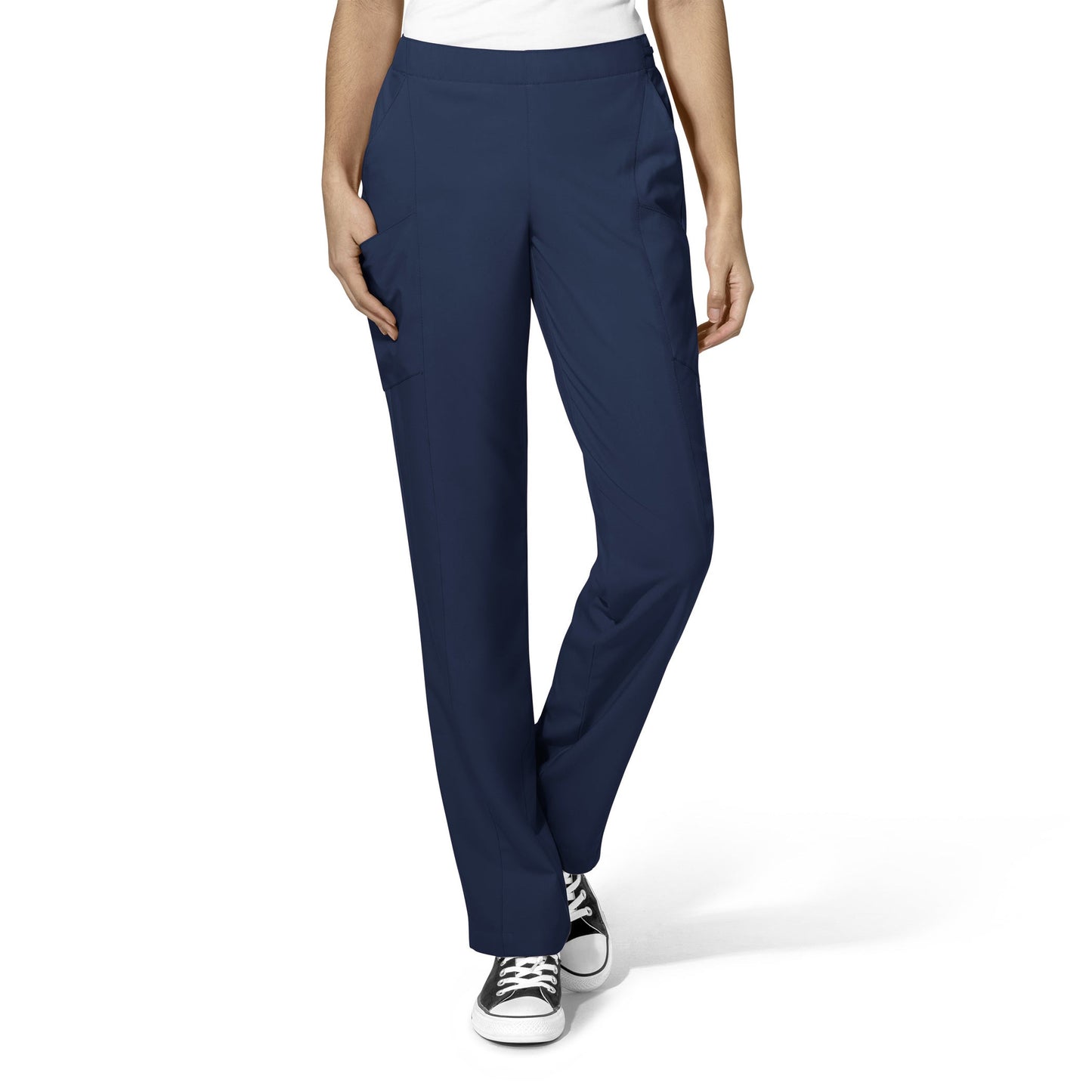 Women's W123 Flat Front Double Cargo Pant in Navy-Salem High