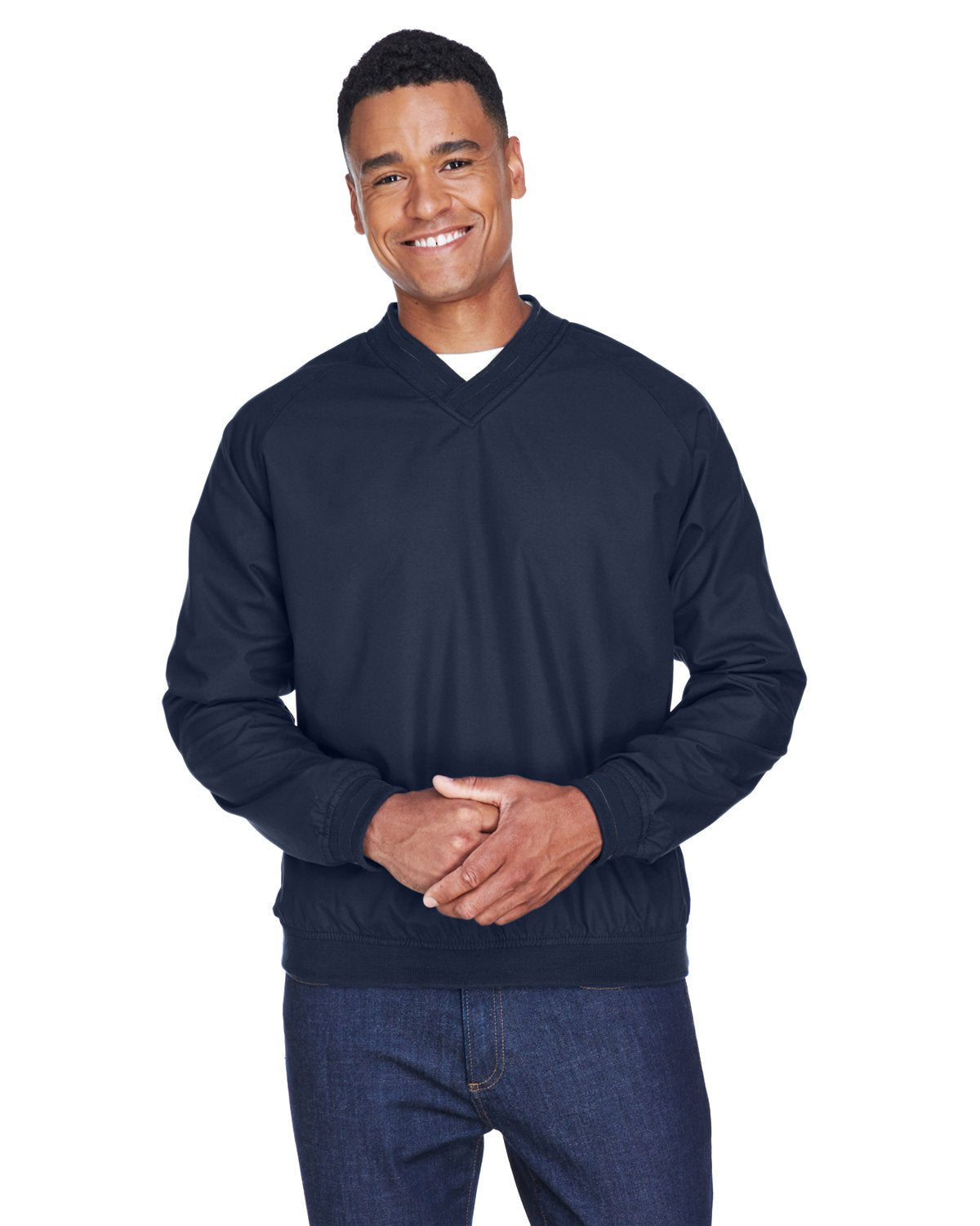 Adult Long-Sleeve Microfiber Crossover V-Neck Wind Shirt w/ USPS logo