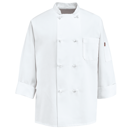 Chef Coat with Knot Buttons in White