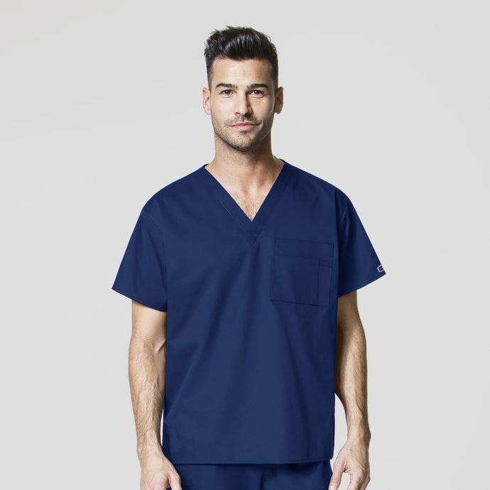 Men's Unisex #100 V-Neck Top in Navy w/ Ortho RI logo
