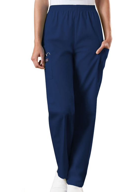 Workwear Line: Women's Natural Rise Tapered Pull-On Cargo Pant in Navy