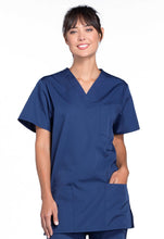 Load image into Gallery viewer, Workwear Line: Unisex V-Neck Top in Navy with UNH embroidery
