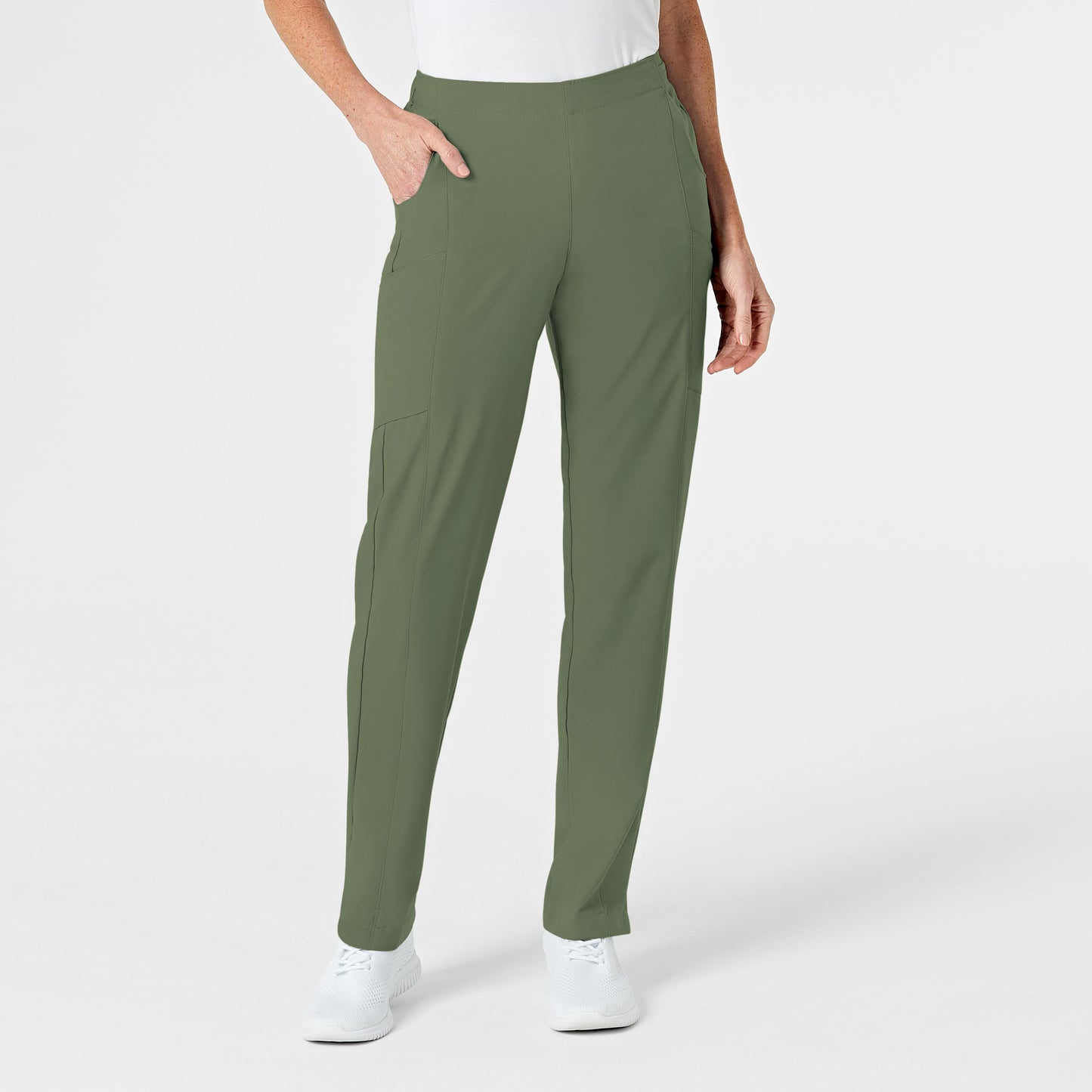 W123 Women's Flat Front Double Cargo Pant in Black and Olive