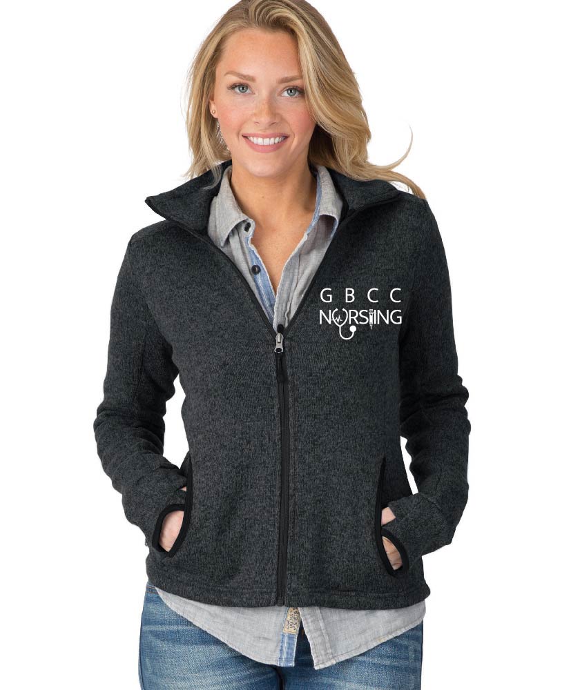 Women's Heathered Sweater Fleece w/ choice of GBCC Nursing Logo