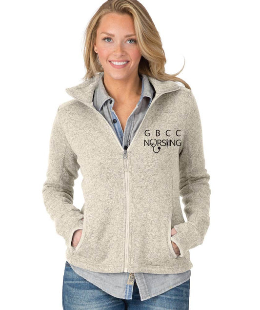Women's Heathered Sweater Fleece w/ choice of GBCC Nursing Logo