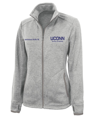 WOMEN'S HEATHERED FLEECE JACKET W/ UCONN logo