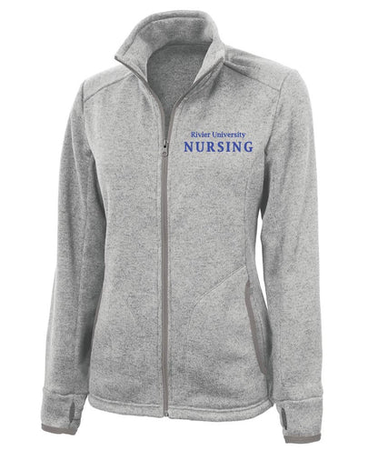 WOMEN'S HEATHERED FLEECE JACKET w/ Rivier Nursing logo
