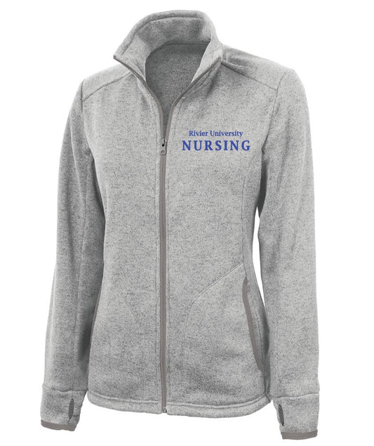 WOMEN'S HEATHERED FLEECE JACKET w/ Rivier Nursing logo