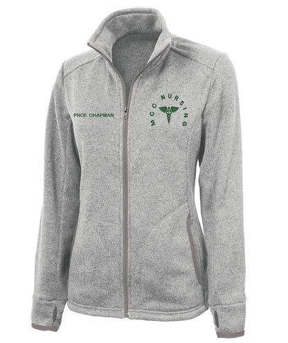WOMEN'S HEATHERED FLEECE JACKET W/ MCC Nursing logo