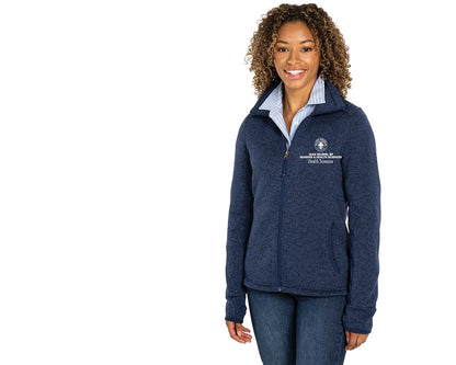 Women's Heathered Sweater Fleece Jacket w/ choice of Saint Anselm logo