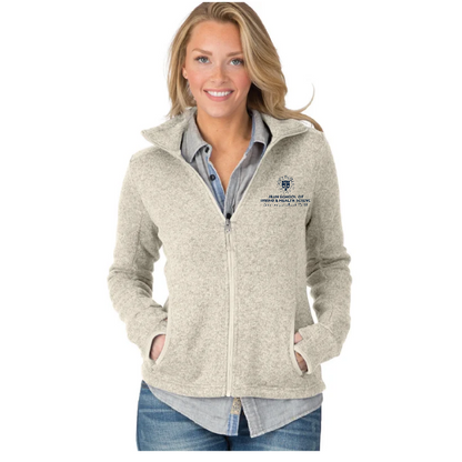 Women's Heathered Sweater Fleece Jacket w/ choice of Saint Anselm logo