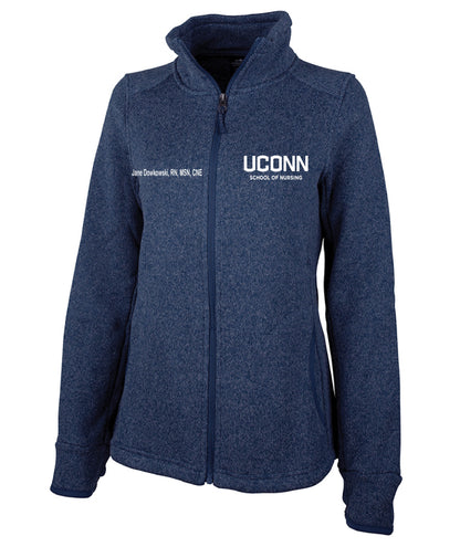 WOMEN'S HEATHERED FLEECE JACKET W/ UCONN logo
