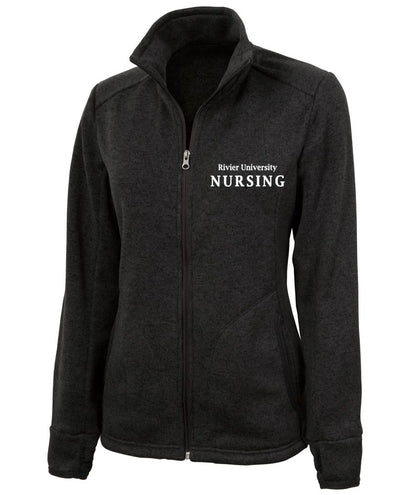WOMEN'S HEATHERED FLEECE JACKET w/ Rivier Nursing logo