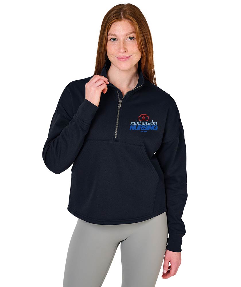 Women's Willow 1/2 Zip Sweatshirt w/ choice of Saint Anselm Logo