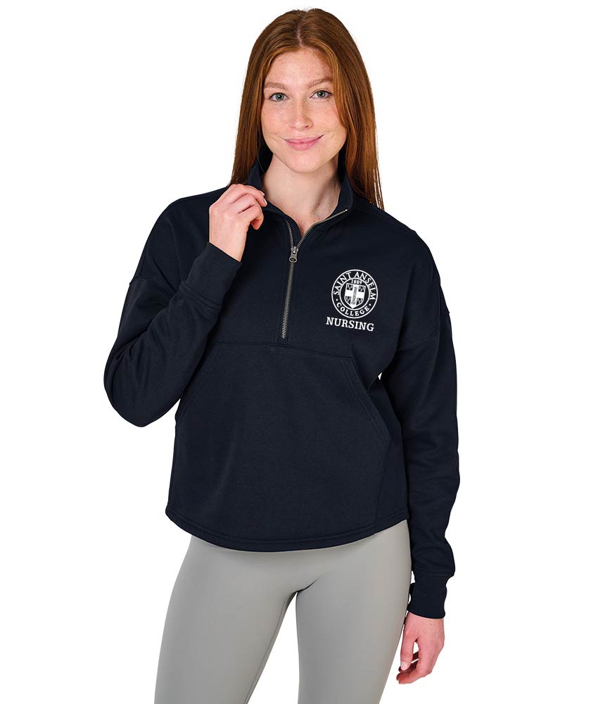 Women's Willow 1/2 Zip Sweatshirt w/ choice of Saint Anselm Logo