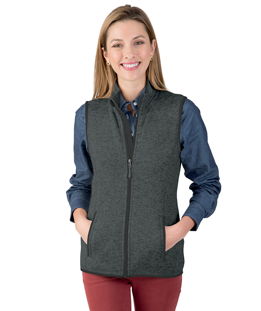 Women's Heathered Fleece Vest w/ St Anselm Jean School Logo