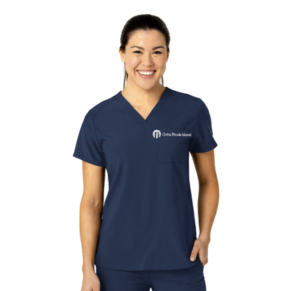 Women's W123 #6045 V-Neck Flex n reach Top w/ Ortho RI logo