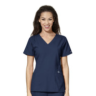 Women's V Neck Shirt in Navy - Seacoast Health Embroidery
