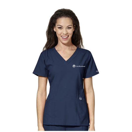 W123 Women's #6155 V Neck Shirt w/ Ortho RI logo
