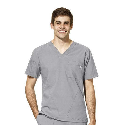 Men's V Neck Shirt in Grey w/ QCC Surgical Technology logo