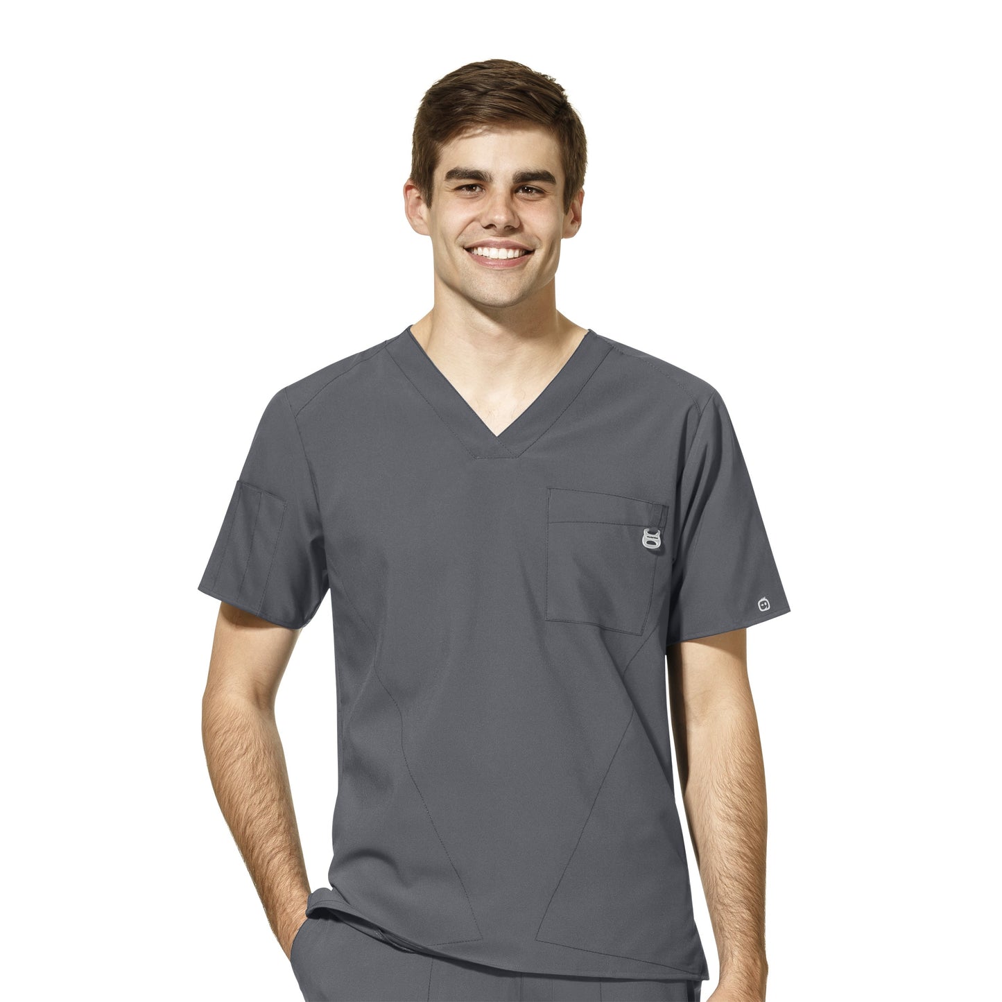 Men's V Neck Shirt in Pewter with NU Logo