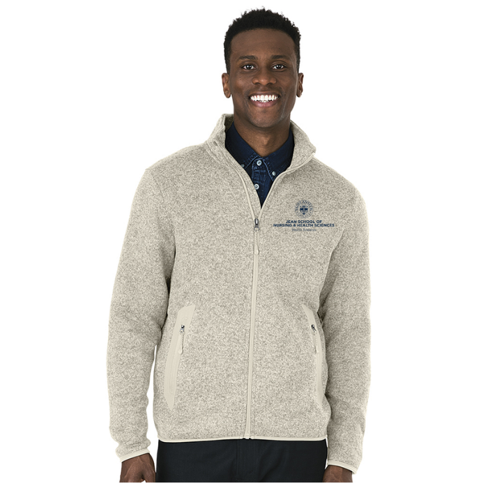 Men's Heathered Sweater Fleece Jacket w/ choice of Saint Anselm logo